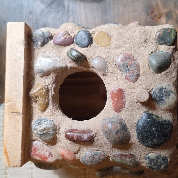 Rustic Stone and Wood Handmade Birdhouse - Picture 2 of 8